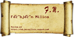 Fábján Milica névjegykártya