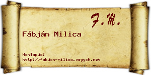 Fábján Milica névjegykártya