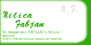 milica fabjan business card